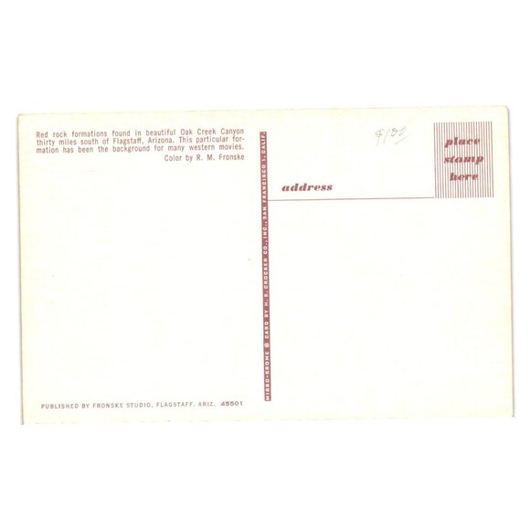 Sedona Arizona Oak Creek Canyon Postcard Red Rock Formations Fronske Mountain - Picture 2 of 2